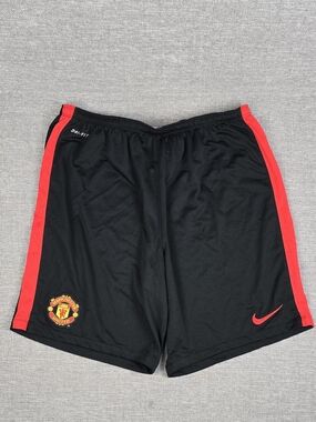 Nike Manchester United 2014/15 Away Shorts Black/Red Mens Sz XL